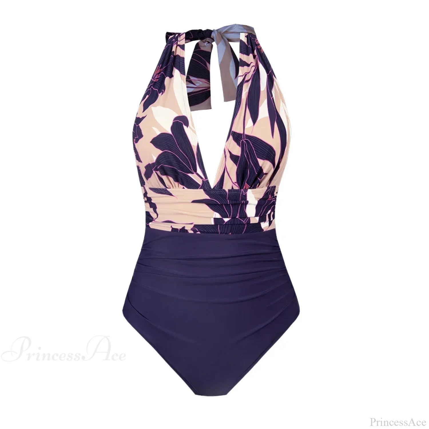 Deep V-neck Halter Backless One Piece Set