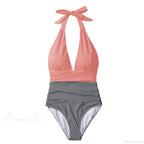 Deep V-neck Halter Backless One Piece Set