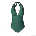 Deep V-neck Halter Backless One Piece Set