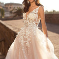 Deep V-Neck Sexy Satin Wedding Dress