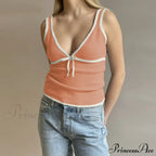 Deep V-Neck Stylish White Seam Top