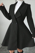 Button Waist Mid Length Sleeve Overcoat