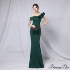 Delana Formal One Charming Shoulder Satin Dress