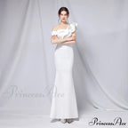 Delana Formal One Charming Shoulder Satin Dress