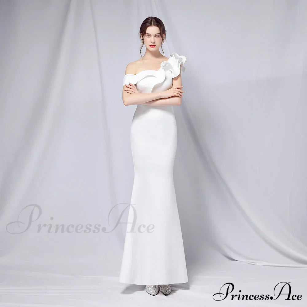 Delana Formal One Charming Shoulder Satin Dress