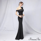 Delana Formal One Charming Shoulder Satin Dress