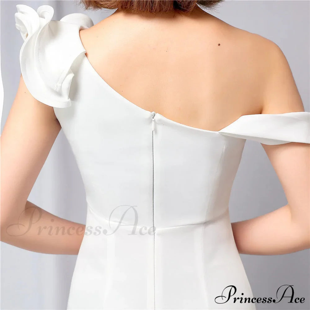 Delana Formal One Charming Shoulder Satin Dress