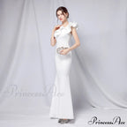 Delana Formal One Charming Shoulder Satin Dress