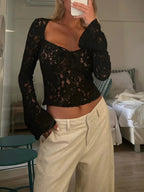 Delicate Long Sleeve Transparent Blouse