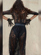 Delilah Sexy Lace Charming Split Maxi Dress