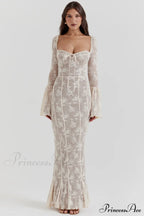 Delilah Vintage Cream Charming Lace Maxi Dress