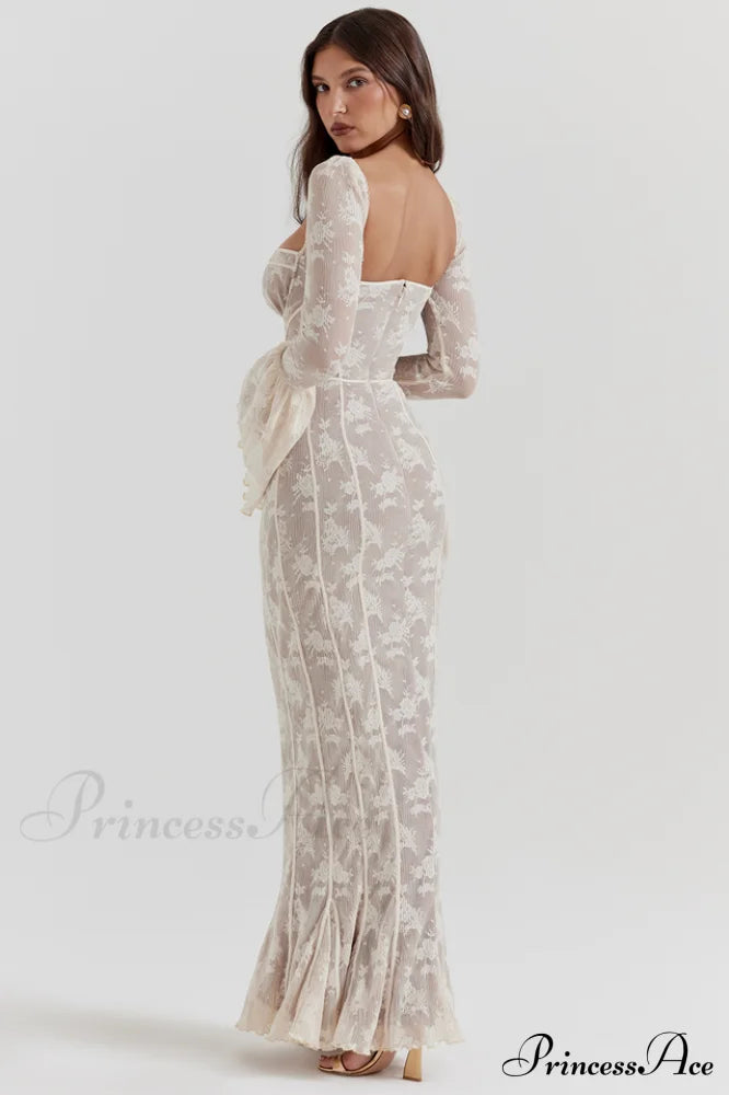 Delilah Vintage Cream Charming Lace Maxi Dress