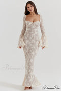Delilah Vintage Cream Charming Lace Maxi Dress