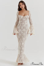 Delilah Vintage Cream Charming Lace Maxi Dress