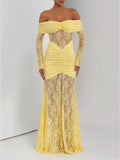 Delphine Off-Shoulder Lace Maxi Dress