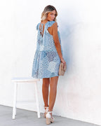 Deluca Pocketed Patchwork Babydoll Dress Faded Blue