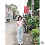 Denim Pink Pocket Charming Bow Embroidery Jeans