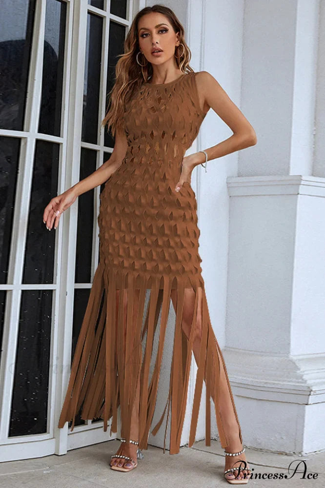Denisa Sleeveless Stylish Tassel Dress