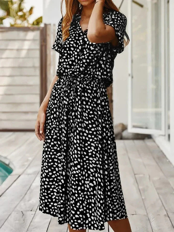 Federica Premium Midi Dress with Short Sleeves Statement Occasion Edit