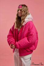 Detachable Hood Color-Block Paneled Padded Hoodie