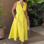 Mara Chic V Neck Midi Dress Silhouette Collection