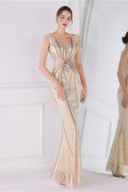 Beaded Floral Sequin Mermaid Party Dress