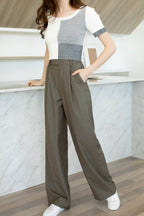 Business Essential Dark Khaki Wide Slacks
