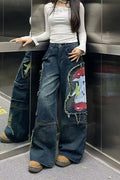 Graffiti Print WideLeg Jeans