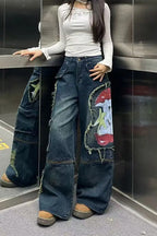 Graffiti Print WideLeg Jeans