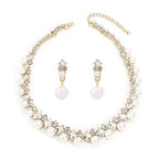 Elegant Baroque Alloy Necklace and Simple Pearl Earrings Jewelry Set