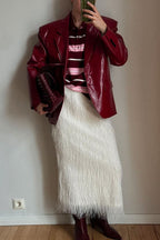 High-Waisted Fringe Elegant Maxi Skirt