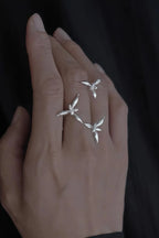 Elegant Chinese-style 3D Orchid Open Ring