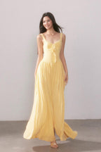 Lace Knit Cami Slit Flowy Maxi Dress