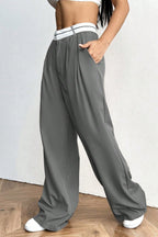 Contrast Comfort Relaxed Wide Leg Pants