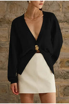 Vintage Button V-Neck Knit Cardigan