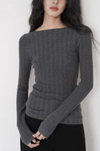 Semi-Sheer Unique Fitted Knit Top