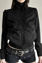 Ruched Waist Biker Jacket