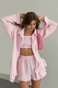 Ruffled Loose Casual Long Sleeve Three Piece Set
