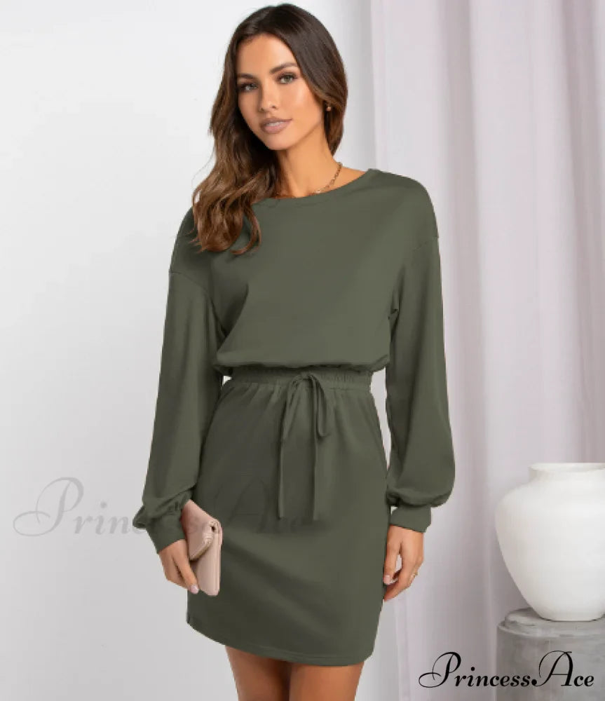 Diagonal Shoulder Fashion Skirt with Round Neck (Set of 2)