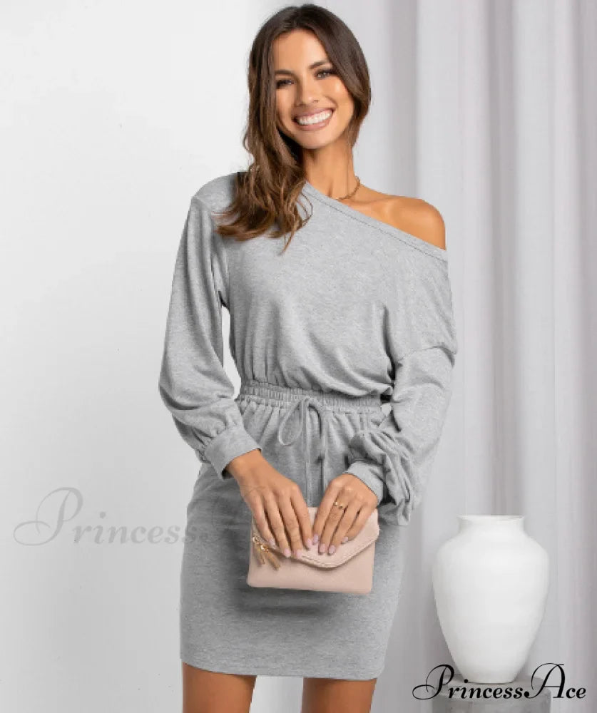 Diagonal Shoulder Fashion Skirt with Round Neck (Set of 2)