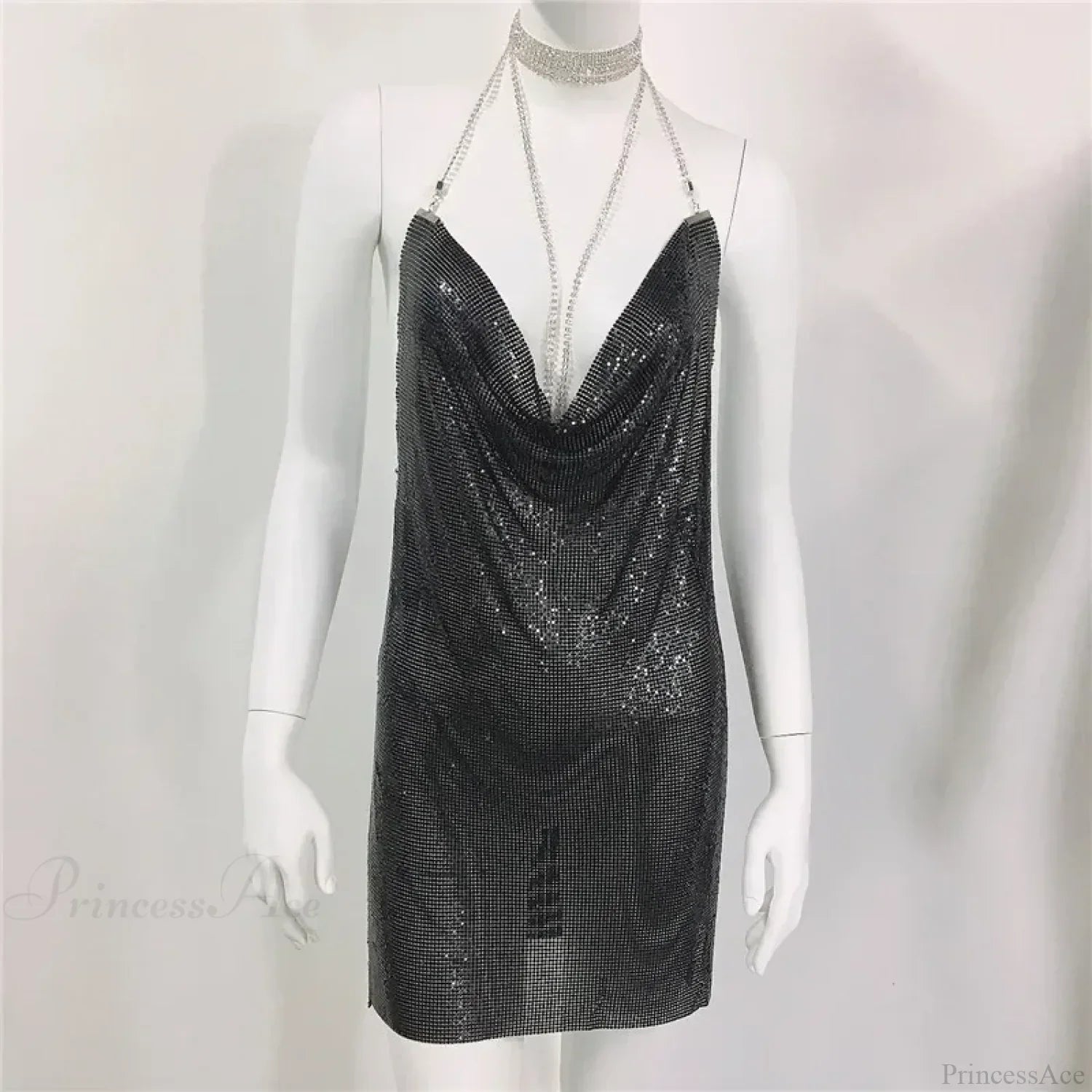 Diamond Halter Sequin Party Dress