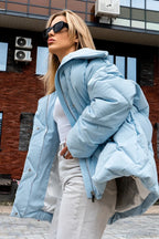 Diamond Quilted Matte Shiny Oversized Wide Lapel Coat