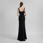 Diamond Strap Bow Slit Elegant Prom Dress