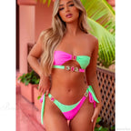 Diamonds Patchwork Halter Bikini Set