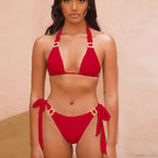 Diamonds Patchwork Halter Bikini Set