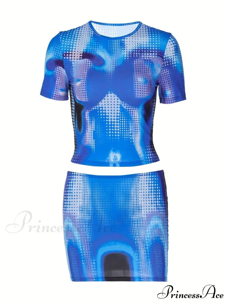Digital Blue Bold Pixelated Two-Piece Set - Diva
