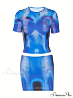 Digital Blue Bold Pixelated Two-Piece Set - Diva
