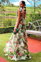 Sol Effortless Dinah Printed Maxi Dress with Straps Elevated Occasion Wear