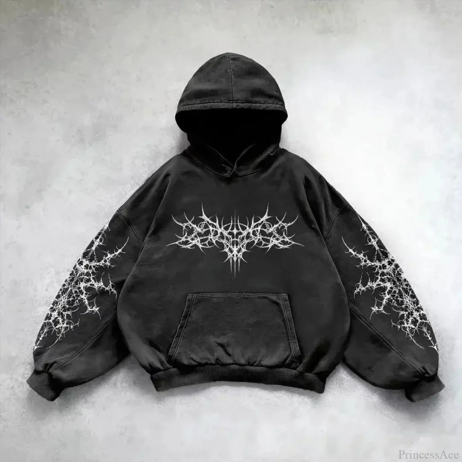 Distress Vintage Gothic Skull Hoodie