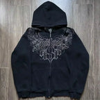 Distress Vintage Gothic Skull Hoodie